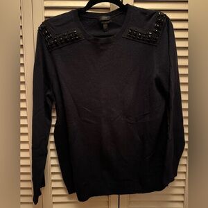 Navy Jeweled Sweater